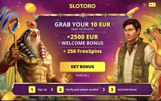 Screenshot Slotoro - Bonus Sans Dépôt 10€ Gratuits