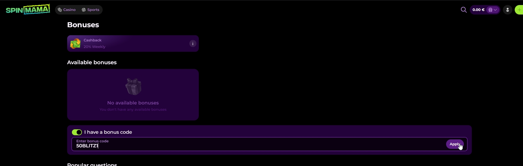 Screenshot Spinmama - Bonus Sans Dépôt 50 Tours Gratuits avec code 50BLITZ1